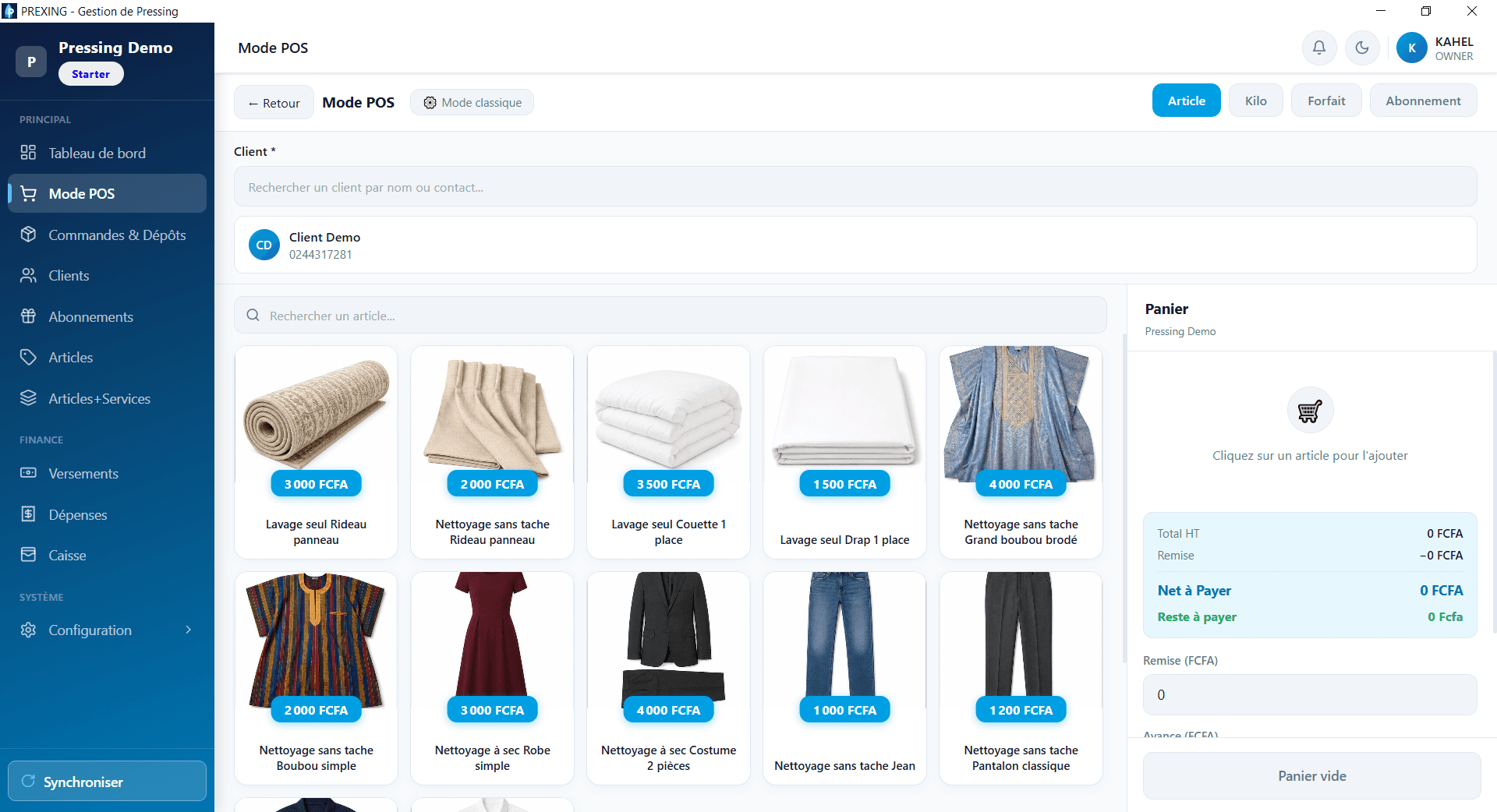 Mode POS PREXING prêt pour un nouveau dépôt